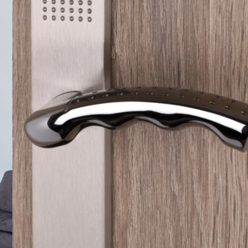 2 poignées de porte GODZILLA, Laiton nickel mat entraxe 195 mm