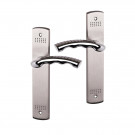 2 poignées de porte GODZILLA, Laiton nickel mat entraxe 195 mm