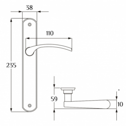 2 poignées de porte EVA, Aluminium entraxe 195 mm