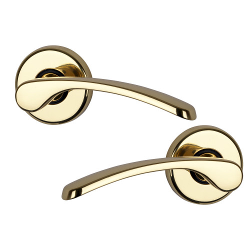 Poignée de porte sur rosace eva laiton poli