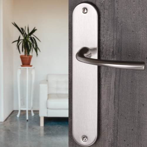 2 poignées de porte MAGALI, Acier noir ou gris nickel mat entraxe 195 mm