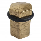 Butée de porte sol HEXAGONE, Laiton doré anneau Caoutchouc noir