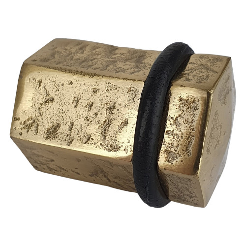 Butée de porte sol HEXAGONE, Laiton doré anneau Caoutchouc noir