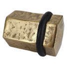 Butée de porte sol HEXAGONE, Laiton doré anneau Caoutchouc noir