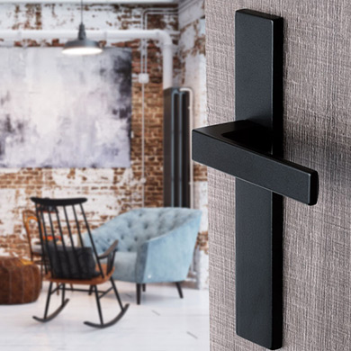 Poignées de porte LOFT, Métal noir mat, entraxe 195 mm