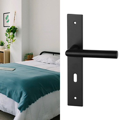 poignee de porte sur plaque BRUNELLA inox mat chambre